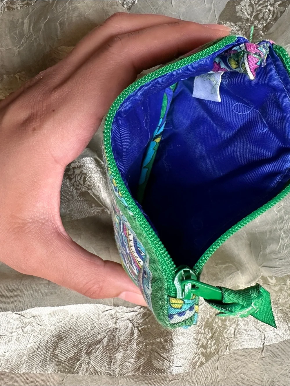 Vera Bradley Small Emerald Paisley Coin Purse